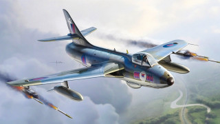 Blue white jet clouds road - two jet free wallpaper