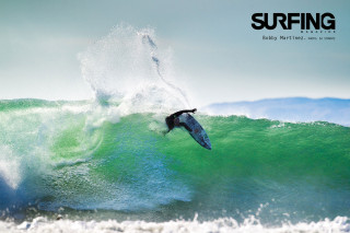 Surfer riding wave ocean surfboard - in the ocean free wallpaper