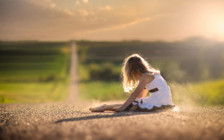 Woman sitting road day sky - claire hummel free wallpaper