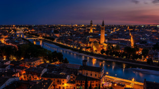 City river night lights bridge 4 - correggio free wallpaper