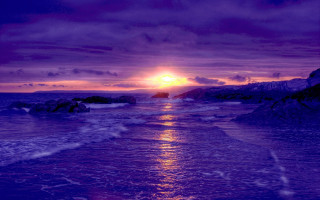 Sunset ocean purple sky clouds - a sunset over the ocean free wallpaper