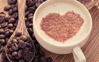 Coffee heart cocoa beans wooden - coffee bean free wallpaper