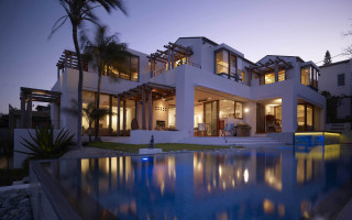 White house pool night lights - modernism free wallpaper