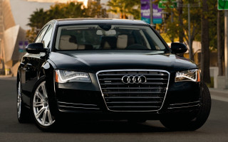 Black car street building trees - a building and trees free wallpaper