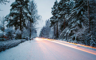 Snowy road ice trees autumn - snow and ice free wallpaper