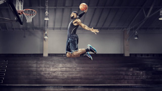 Man jumping dunk hyperrealism athletic - dunk free wallpaper