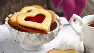 Heart cookie bowl tea rococo - cookie free wallpaper