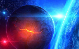 Space station space aurora moon - red light free wallpaper for desktop