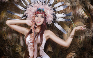 Woman feather headdress fashion photography - feather free wallpaper for desktop