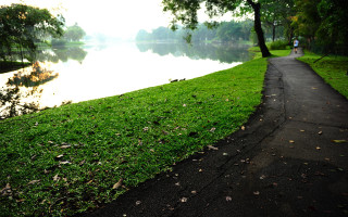 Waterfront path bench walking sunlight - the other side free wallpaper for desktop