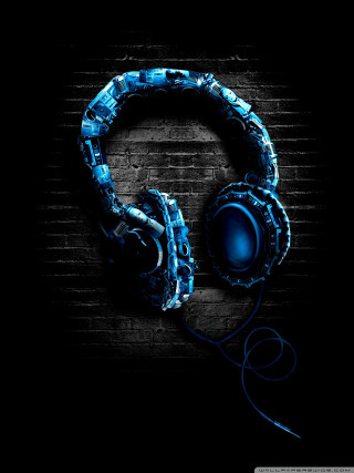 Headphones brick wall dark wire - a wire free wallpaper