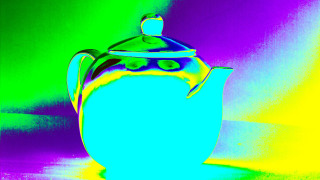Blue teapot gradient holography rainbow - chromatic aberration free wallpaper