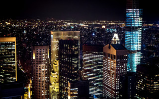 City lights clock tower night - neoism free wallpaper for desktop