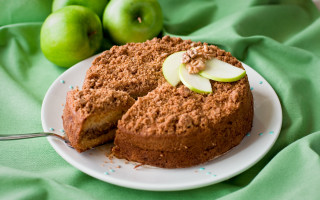 Cake slice plate apples green - apple free wallpaper