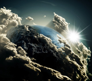 Blue earth clouds sun black - free space wallpaper for tablet