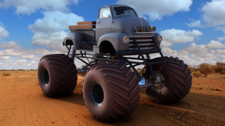 Large truck dirt road desert - matte drawing free wallpaper