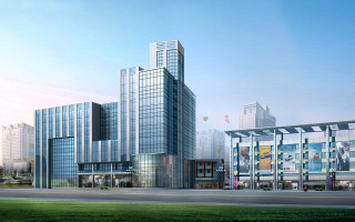 Large building windows grass architecture - grass in front free wallpaper