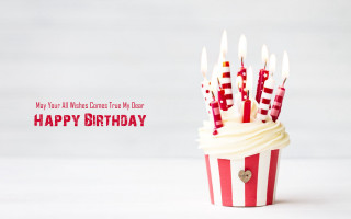 Cupcake candles happy birthday message - a cupcake free wallpaper