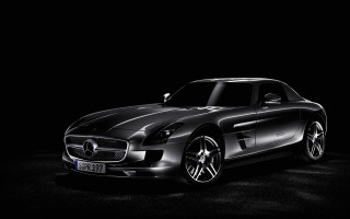 Mercedes sls roadster black white - a license plate free wallpaper for desktop