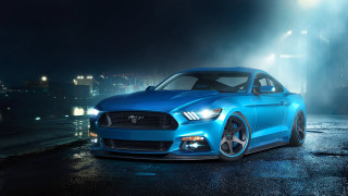 Blue mustang night fog planet - the hood free wallpaper