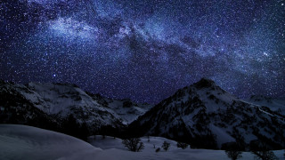 Night sky stars mountain range 19 - free mountains wallpaper for desktop