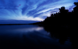 Lake trees dusk clouds blue - dusk free wallpaper