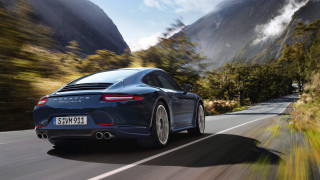 Blue porsche 911s mountain road - a mountain road free wallpaper
