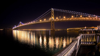 Bridge city lights starry sky - a bridge over a body of water free wallpaper
