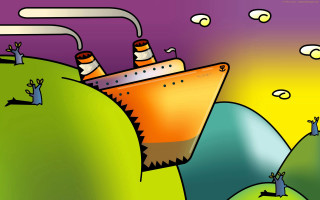 Boat lizard hill man moon - a lizard free wallpaper