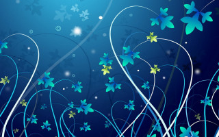 Blue flowers swirls stars crescentmoon - eyvind earle free wallpaper for desktop