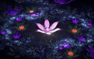Purple flower glowing butterfly psychedelic - the center free wallpaper