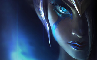 Blue eyes blue hair glowing - a blue hair free wallpaper