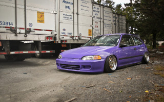 Purple car truck road trees - a purple car free wallpaper