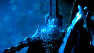 Blue suit sword glowing eyes - a blue suit holding free wallpaper