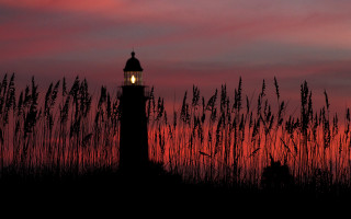 Lighthouse silhouette redsky tallgrass sunset - a red sky in the background free wallpaper