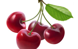 Three cherries green leaf white - end free wallpaper