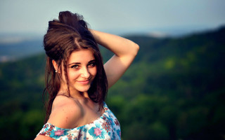 Elina karimova flowered top mountain - american barbizon school free wallpaper for desktop