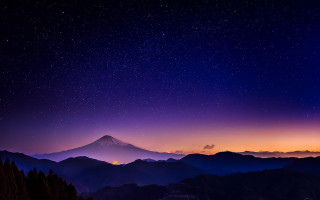 Mountain range purple sky stars 2 - night sky free wallpaper