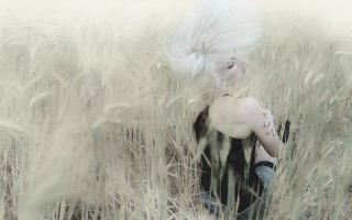 White hair woman tall grass - tall free wallpaper
