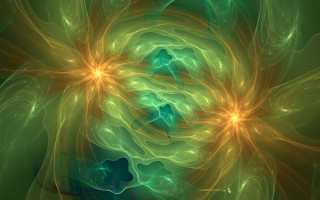Green yellow flower fractal psychedelic - yellow center free wallpaper