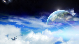 Planet rocket clouds moon sky - a. hardy free wallpaper