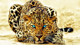 Leopard blue eyes digital painting - open free wallpaper
