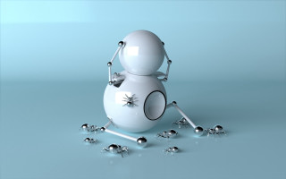 White robot magnifying glass silver - a white robot free wallpaper