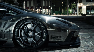 Silver sports car night street - rim free wallpaper
