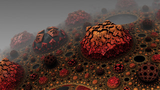 Red yellow objects dirt rocks - hole free wallpaper