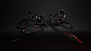 Black object red accents 3d - a red light in the middle free wallpaper for desktop