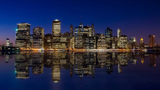 City skyline night reflection architecture 2 - a city skyline free wallpaper