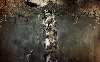 Woman bird tree night sky - her hand and a tree in the background free wallpaper