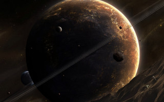 Planet ring star background aurora 2 - a ring free wallpaper