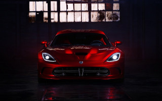 Red sports car dark room 105 - the front of the car free wallpaper for desktop